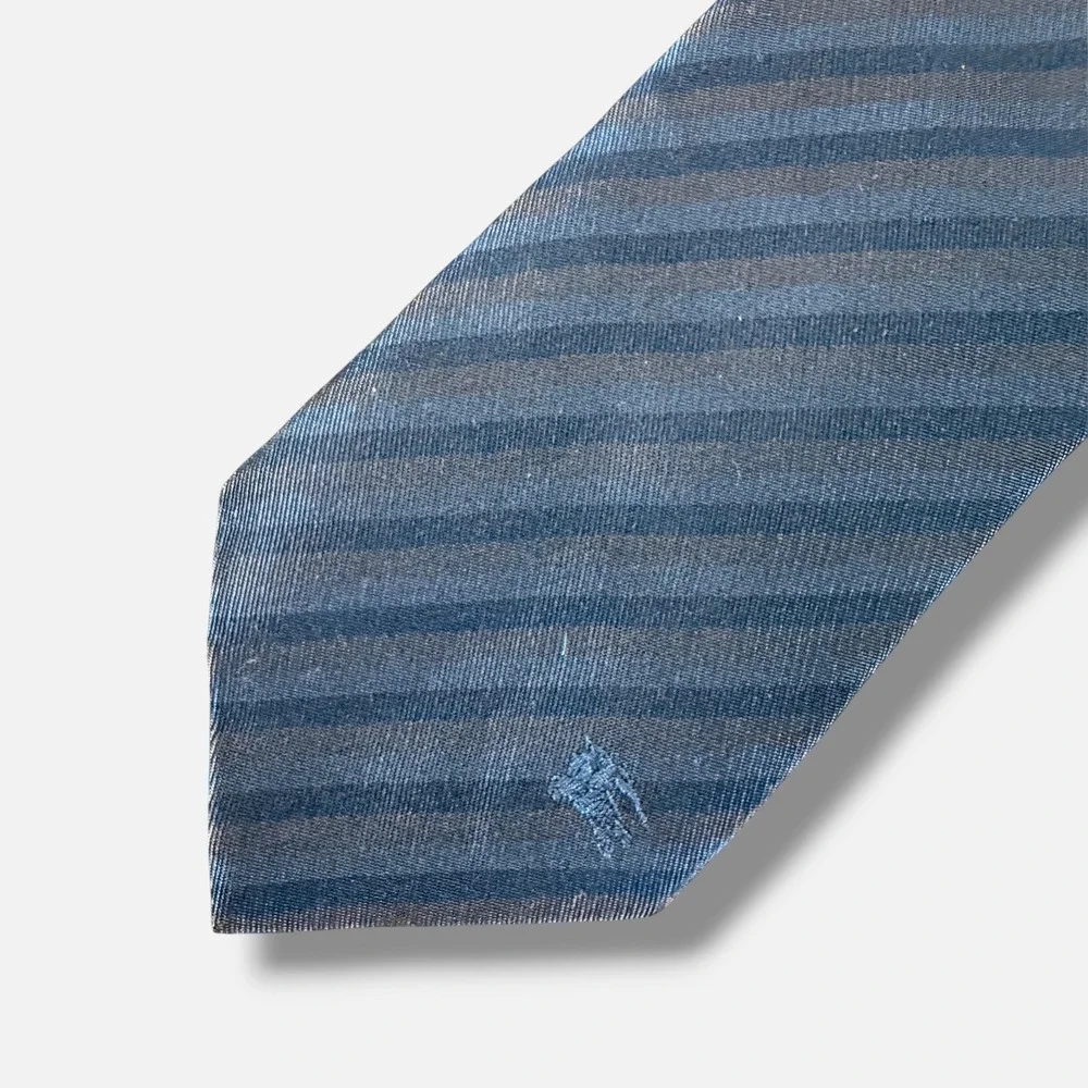 Burberry London Tie Mens Blue Charcoal Striped Silk Prorsum Knight England